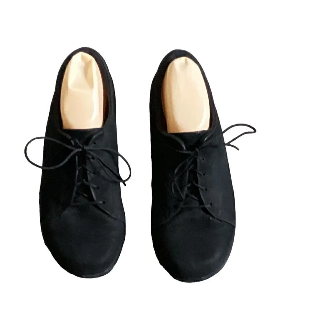 Munro American Black Suede Round Toe Lace Up Comfort Work Shoe Sz 8-1/2‎ W #198F